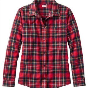 L.L. Bean Red Scotch Plaid Flannel Shirt